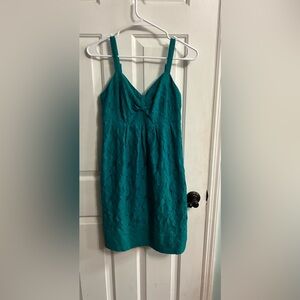 I Heart Ronson Teal Lace Strapless Dress